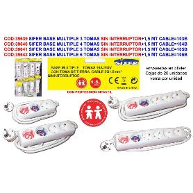 SIFER PROLONGADOR BASE MULTIPLE 3 TOMAS +1,5 MT CABLE 103B
