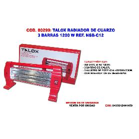 TALOX ESTUFA HALOGENA INFRAROJOS PIE 3 BARRAS 600-1200 W NSB-C12