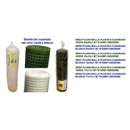 PLUVIA MALLA PLASTICA CUADRADA 290GR-M2 BLANCA 05X05X1 MT R 25MT