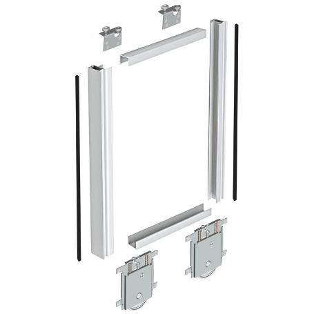 KIT PUERTA KANDA SP10 LAC.BLANCO 2,60M (2PERFILES, 2ANGULOS, 2JGOS.DE RUEDAS Y POLIPELO)