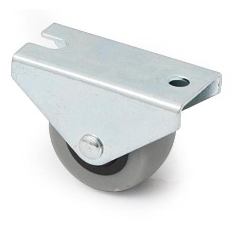 RUEDA FIJA ARANA ARO DE GOMA GRIS Ø30 H33 SOPORTE DE ACERO ZINCADO. 46X22. (CAJA 700)