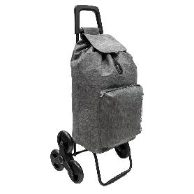 CARRO DE LA COMPRA 6 RUEDAS SUBE ESCALERAS GRIS JASPEADO 54 LITROS CARRITO DE LA COMPRA POLIESTER. BOLSA TÉRMICA RE
