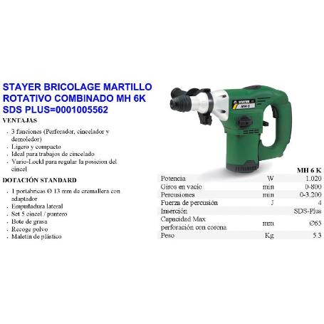 MARTILLO ROTATIVO SDS PLUS MH6BK