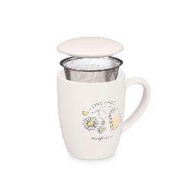TAZA MUG PORCELANA+FILTRO+TAPA ORGANIC 340 ML SURTIDO