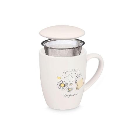 TAZA MUG PORCELANA+FILTRO+TAPA ORGANIC 340 ML SURTIDO