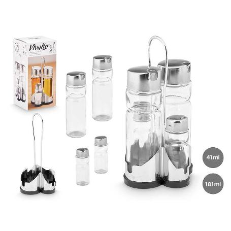 VINAGRERAS ACERO INOXIDABLE + VIDRIO  JUEGO