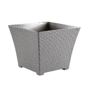MACETA RATTAN CUADRADA 15 CM PLATA