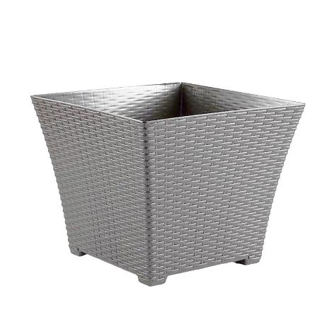 MACETA RATTAN CUADRADA 15 CM PLATA