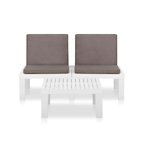 TRESILLO MACARENA + COJINES BLANCO CONJUNTO