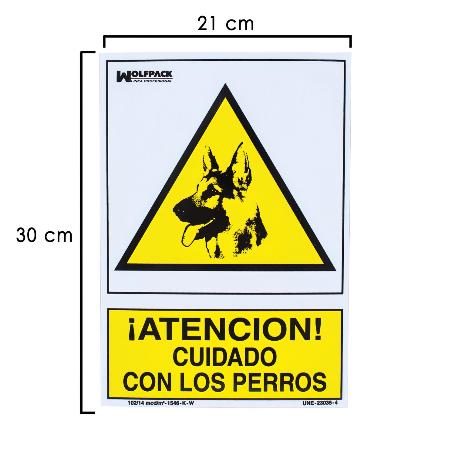 CARTEL CUIDADO CON LOS PERROS 30X21 CM.