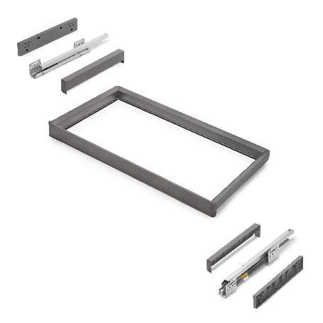 EMUCA BASTIDOR CON GUÍAS DE CIERRE SUAVE Y EXTRACCIÓN TOTAL PARA ACCESORIOS DE ARMARIO QUARTZ, 787-813MM, ALUMINIO 