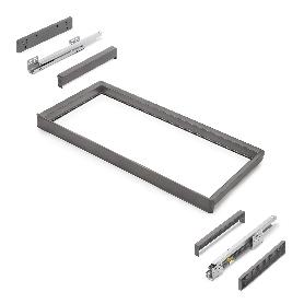 EMUCA BASTIDOR CON GUÍAS DE CIERRE SUAVE Y EXTRACCIÓN TOTAL PARA ACCESORIOS DE ARMARIO QUARTZ, 862-888MM, ALUMINIO 