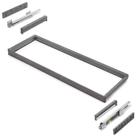 EMUCA BASTIDOR CON GUÍAS DE CIERRE SUAVE Y EXTRACCIÓN TOTAL PARA ACCESORIOS DE ARMARIO QUARTZ, 1012-1038MM, ALUMINI