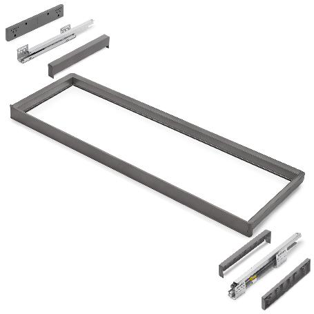 EMUCA BASTIDOR CON GUÍAS DE CIERRE SUAVE Y EXTRACCIÓN TOTAL PARA ACCESORIOS DE ARMARIO QUARTZ, 1062-1088MM, ALUMINI