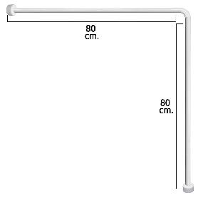 BARRA PARA  CORTINA DUCHA UNIVERSAL ALUMINIO BLANCO 80X80 CM.