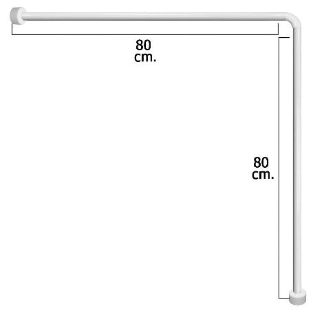 BARRA PARA  CORTINA DUCHA UNIVERSAL ALUMINIO BLANCO 80X80 CM.