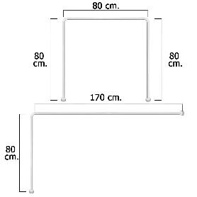 BARRA PARA  CORTINA DUCHA UNIVERSAL ALUMINIO BLANCO 80 X 170 CM.