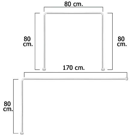 BARRA PARA  CORTINA DUCHA UNIVERSAL ALUMINIO BLANCO 80 X 170 CM.