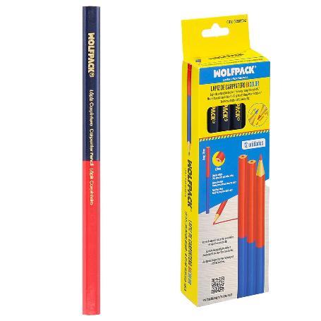 LAPIZ CARPINTERO BICOLOR 18 CM. (12 UNIDADES) LAPIZ MARCADOR, LAPIZ CARPINTERIA, MARCADOR OBRA COLO ROJO / AZUL