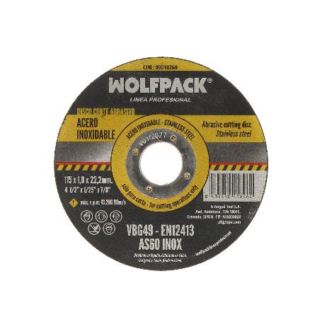 DISCO CORTE ABRASIVO ACERO INOXIDABLE Ø 115X Ø 22,2 MM ESPESOR 1,0 MM. DISCO RADIAL / AMOLADORA UNIVERSAL