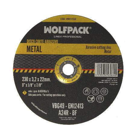 DISCO CORTE ABRASIVO METAL Ø 230 X Ø 22 MM. ESPESOR 3,2 MM.DISCO RADIAL / AMOLADORA UNIVERSAL