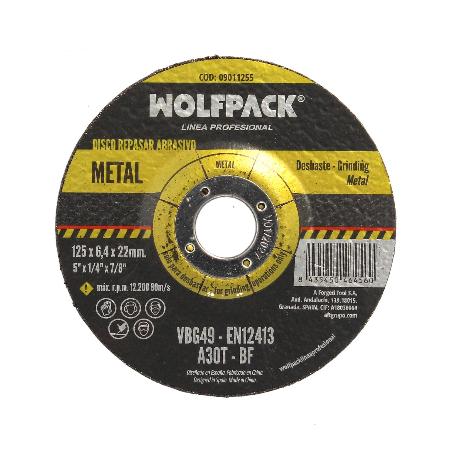 DISCO REPASAR ABRASIVO Ø 125 X Ø 22 MM. ESPESOR 6,0 MM. DISCO RADIAL / AMOLADORA UNIVERSAL COMPATIBLE CON TODAS LAS