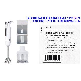 LAUSON BATIDORA VARILLA ABL111 750 W+VASO+RECP.PICADOR+
