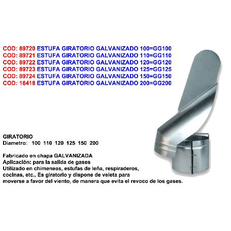 ESTUFA GIRATORIO CON VELETA GALVANIZADO 200 GG200