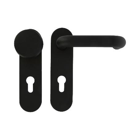 MANILLA + POMO JUEGO PLACA BOCALLAVE  NEGRO PUERTA 3PB72 21284