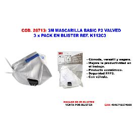 BAJA 3M MASCARILLA BASIC K112C3 P2 VALVED 3 UND.