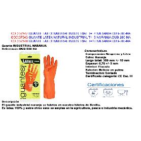 BAJA GUANTE LATEX NATURAL INDUSTRIAL T 10 NARANJA DUB-200-NA (CAJA 10 UNIDADES)