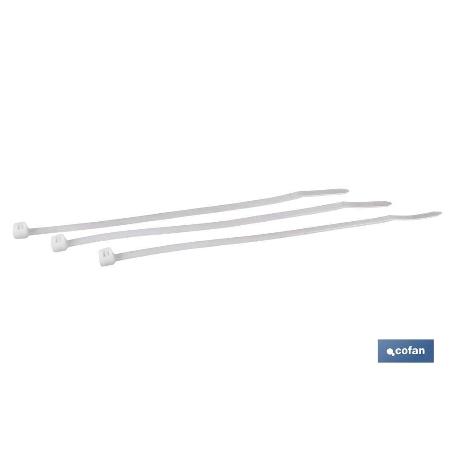 BRIDAS NYLON BLANCO 2,5 X 140 MM   CAJA 100 UNID.