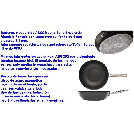 BAJA ARCOS ENDURA 696600 SARTEN WOK 28 CM ALUM.FORJADO M-INOX