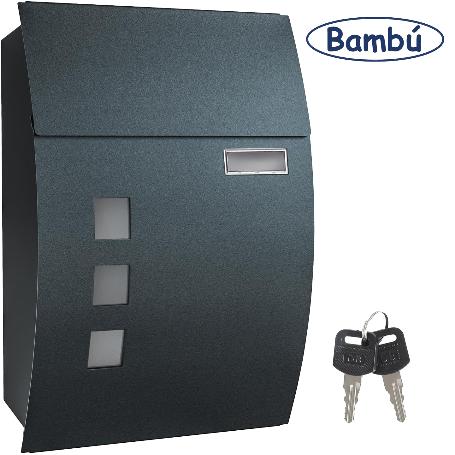 BAMBU BUZON EXTERIOR METAL NEGRO INOX TAPA+VENTANA 320X445 37001