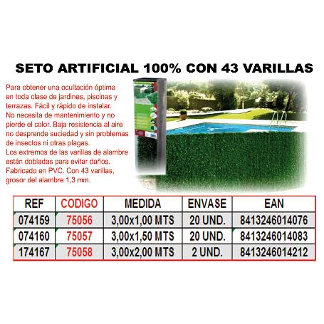 BAJA SETO ARTIFICIAL 43 VARILLAS 100% 1,50 X 3 M 074160