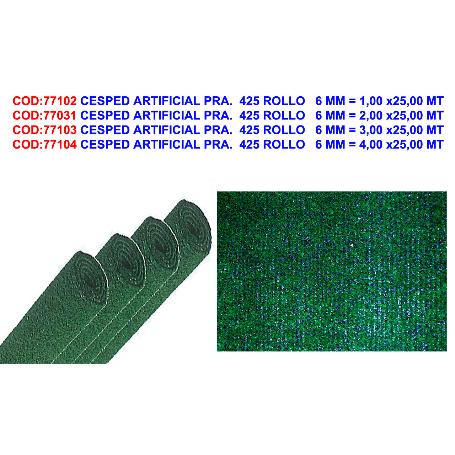 BAJA CESPED ARTIFICIAL PRA.  425 ROLLO   6 MM 4,00 X25,00 MT