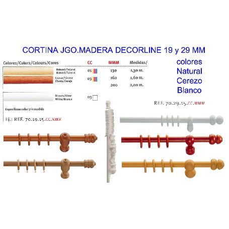 BAJA CORTINA JGO.MADERA DECORLINE 19MMX1,30 MT CEREZO  03