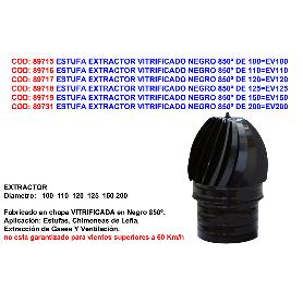 ESTUFA EXTRACTOR VITRIFICADO NEGRO 850º DE 200 EV200