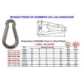 MOSQUETONES BOMBERO AVL DE   7X  70 GALVANIZADO (CAJA 25 UNIDADES)