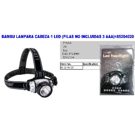 BAMBU FINSTOCK LINTERNA LAMPARA CABEZA 1 LED PILA 3AAA 85204020