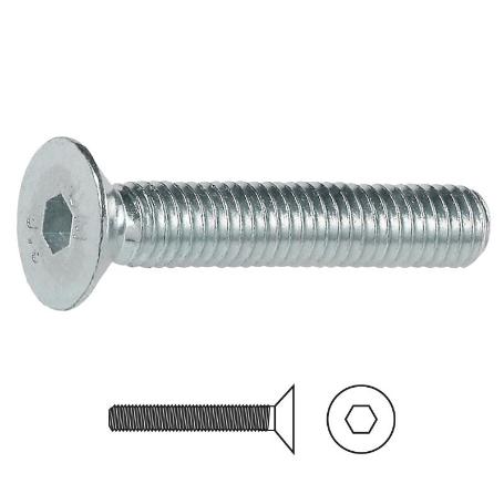 TORNILLO ROSCA METAL ALLEN DIN 7991 ZINC METRICA M-4 LARGO 30MM