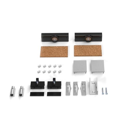 JUEGO DE ACCESORIOS SK GLASS 80 CON TOPE - NEGRO Y PLATA MATE ACABADO PLATA MATE