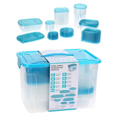 CAJA ALMACENAMIENTO 100 PIEZAS AZUL