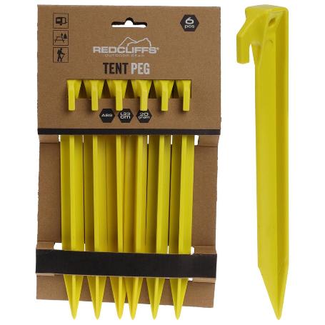 PIQUETAS TIENDA CAMPAÑA PLASTICO AMARILLAS BLISTER 6