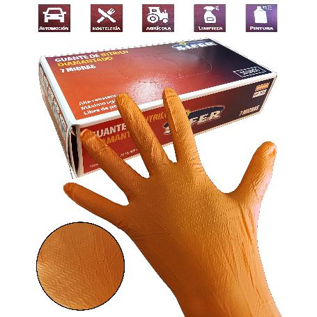 GUANTE SIFER NITRILO 7 MICRAS DIAMANTADO NARANJA C-50U T-XLL