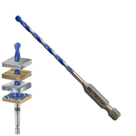 BROCA UNIVERSAL HEXAGONAL  Ø 4,0 MM. (BLISTER 1 PIEZA) BROCA AZULEJOS, CERÁMICA, MÁRMOL, HORMIGÓN, METAL, MADERA, P