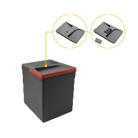 EMUCA CONTENEDORES PARA CAJÓN DE COCINA RECYCLE CON TAPA ANTI OLORES, ALTURA 266, 1X15LITROS, PLÁSTICO GRIS ANTRACI