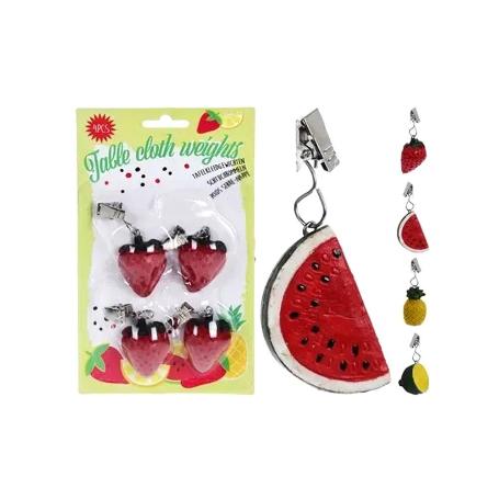 PINZAS SUJETAMANTELES FRUTAS SURTIDAS BLISTER 4