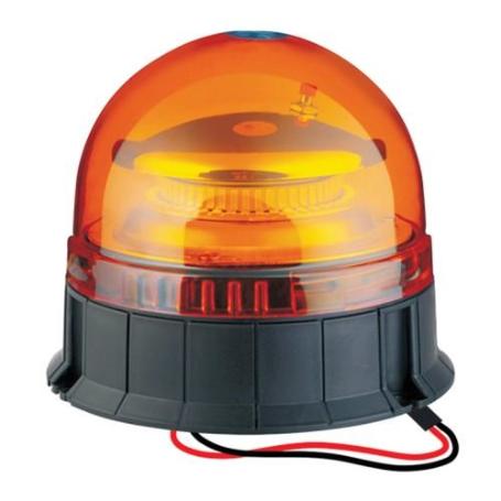 STAK-ST380-BALIZA GIRATORIA DE 12/24 V CON BASE PLANA Y 2 CABLES 20W COLOR NARANJA