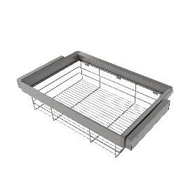 EMUCA KIT DE CAJÓN DE ALAMBRE Y BASTIDOR REGULABLE QUARTZ PARA ARMARIOS, GUÍAS DE CIERRE SUAVE Y EXTRACCIÓN TOTAL, 